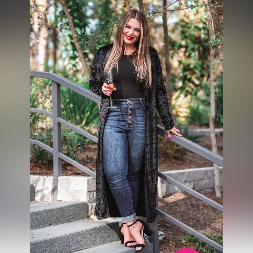 Velvet black duster cardigan